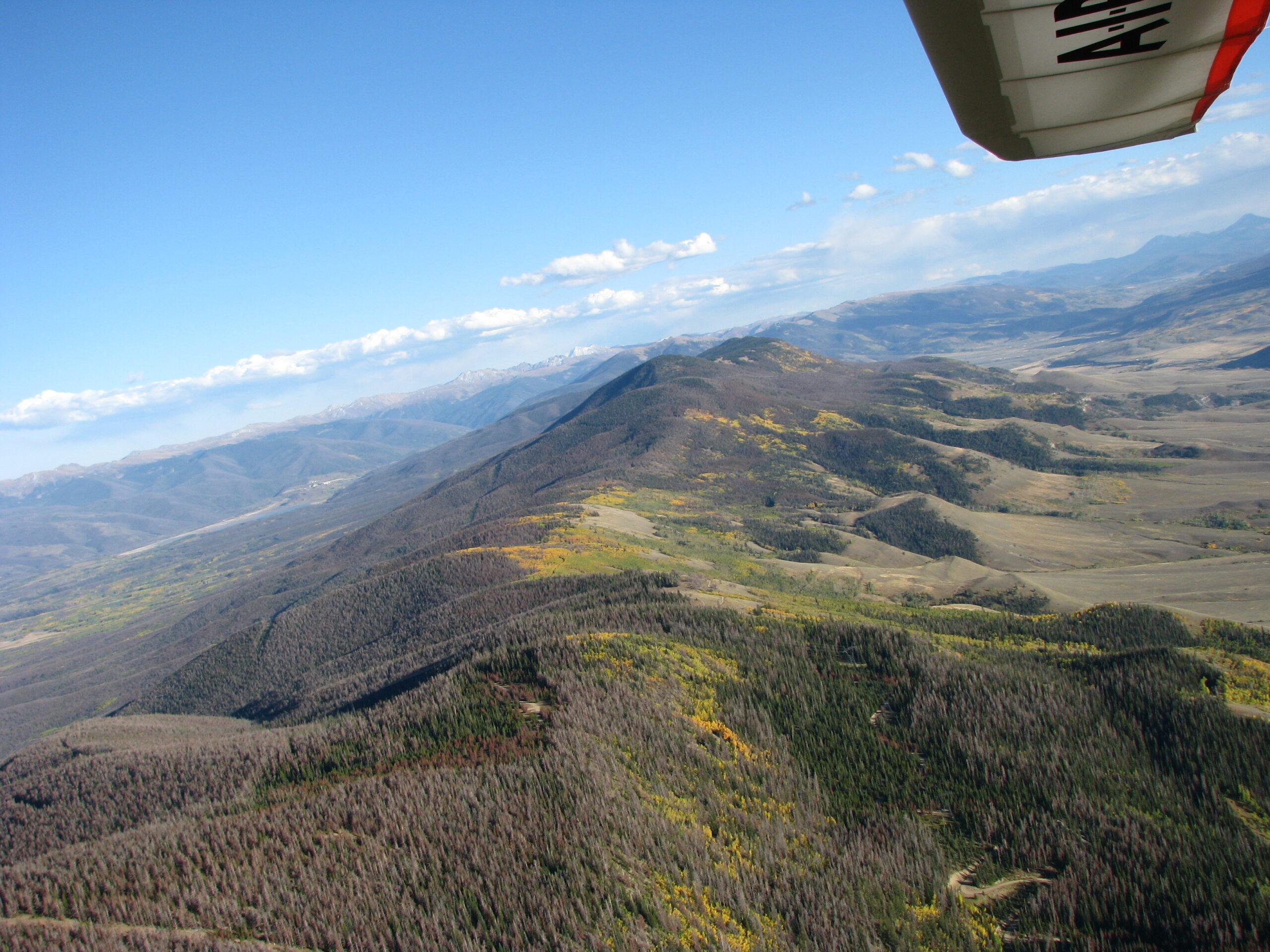 flying over mountain range in the fall