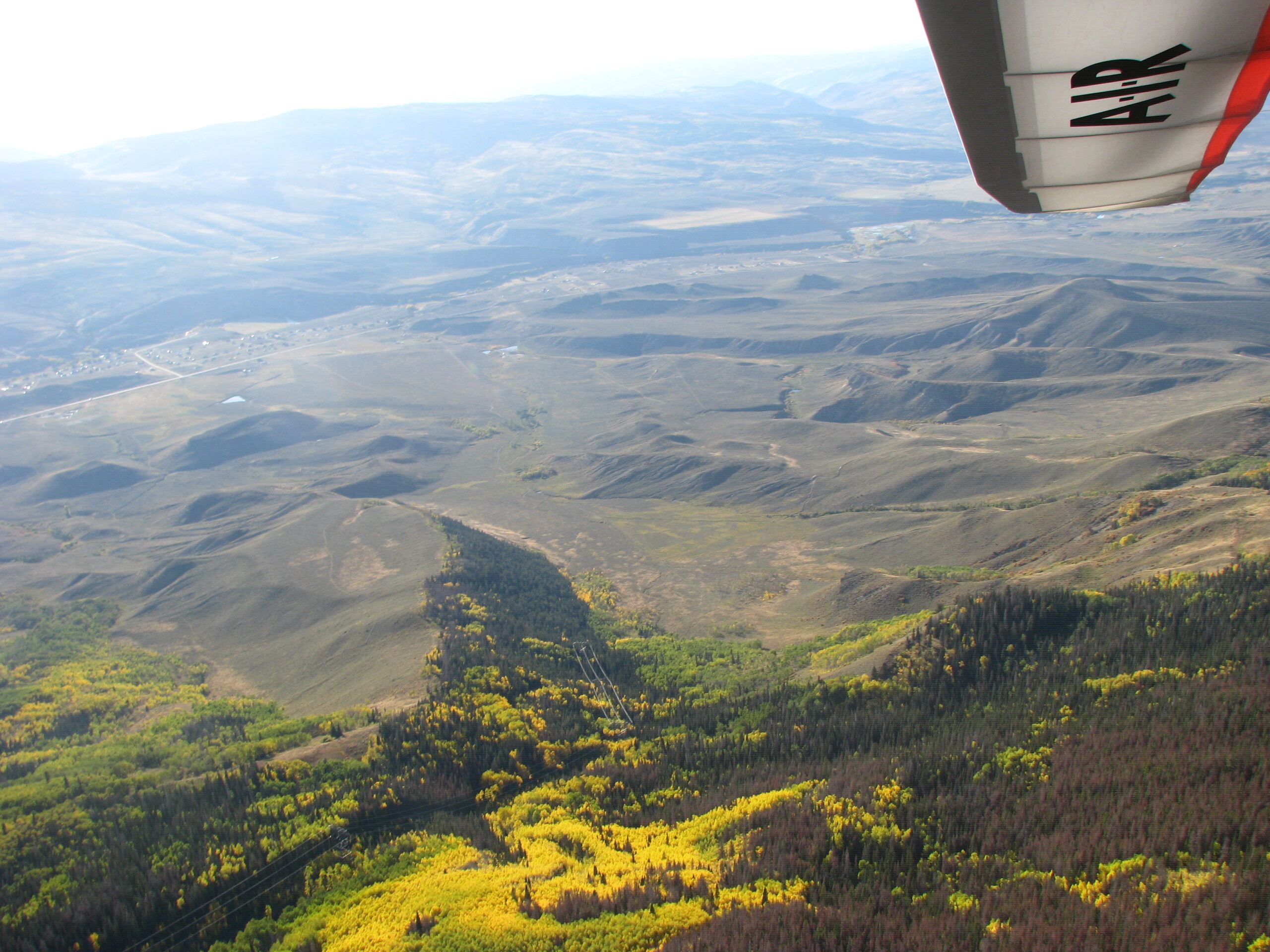 flying over mountain range in the fall